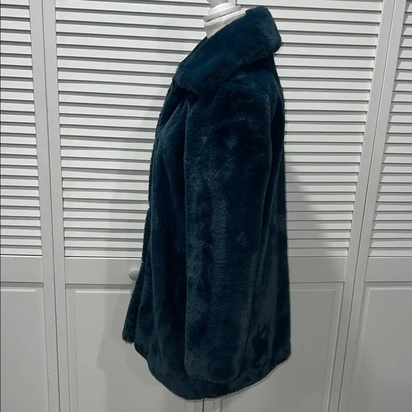CHRISTIAN SIRIANO New York FAUX FUR Oversized Coat In A Deep Teal / Blue Tone - Picture 8 of 13